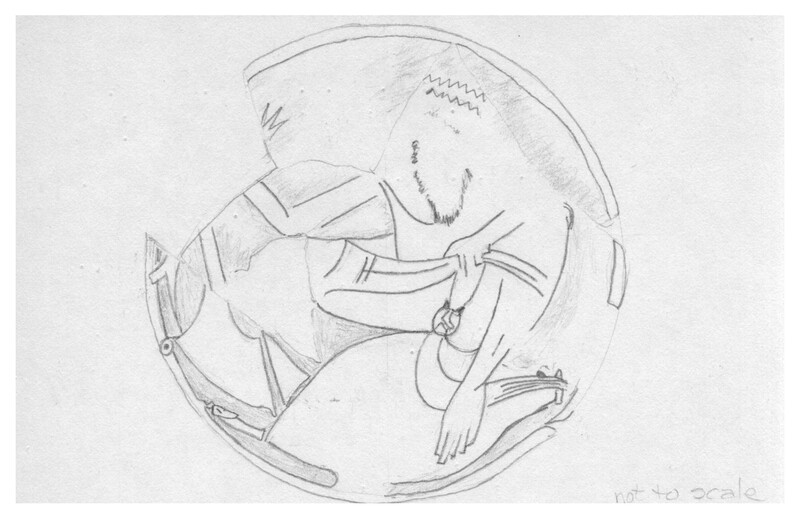 Index card with typed and handwritten information, sometimes including a sketch, of pottery from an excavation.