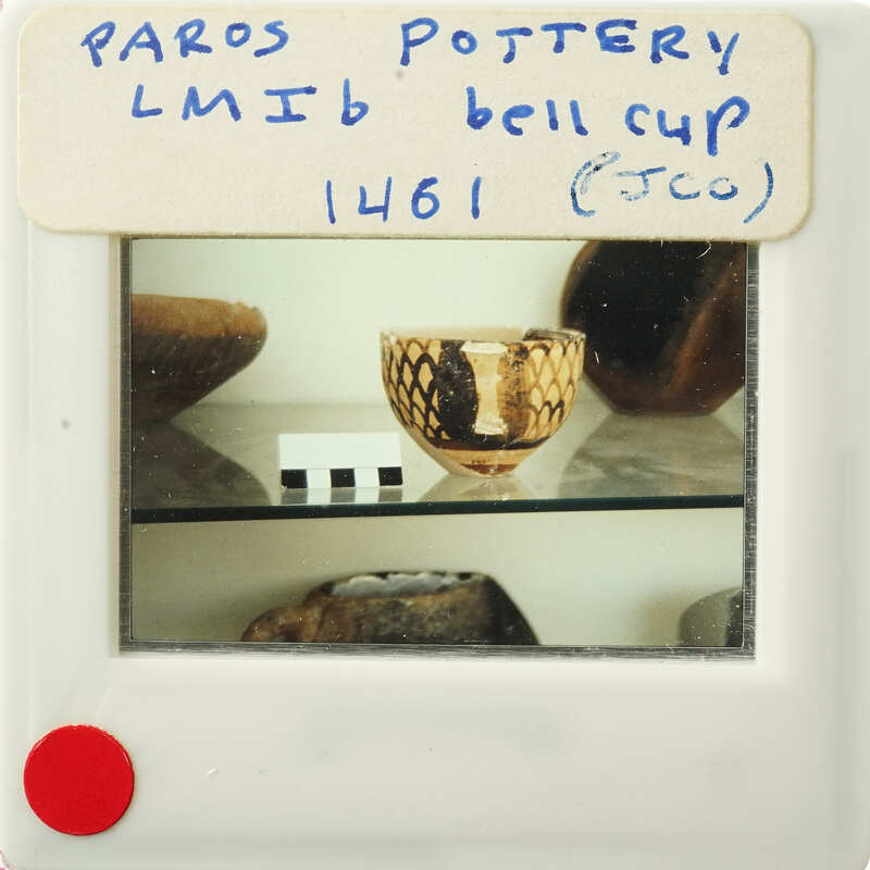 A photograph of an ancient Greek cup with gold decoration.