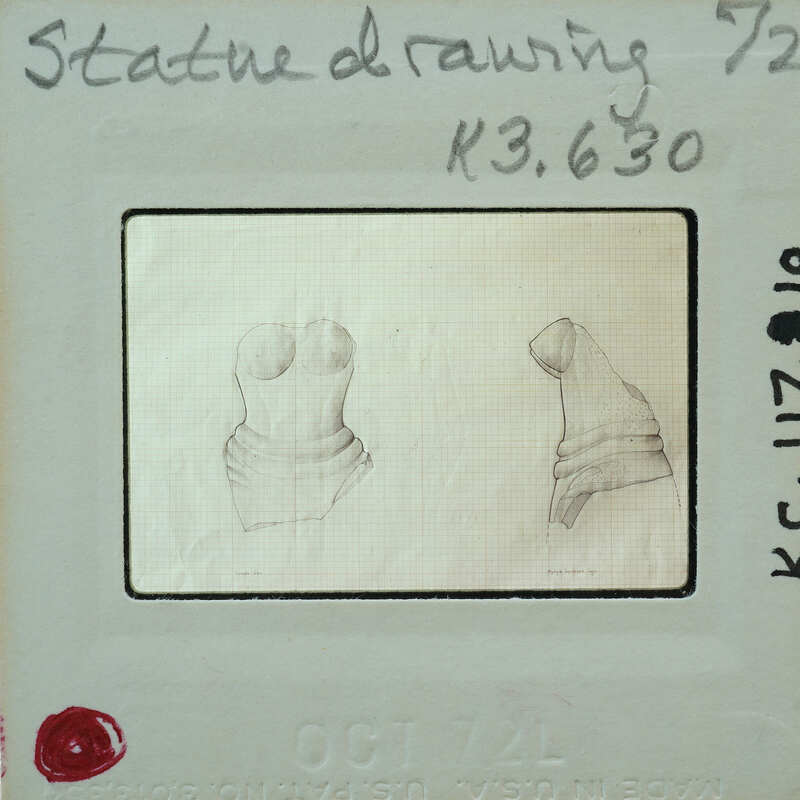 A sketch of a pair of shoes on an envelope with writing.