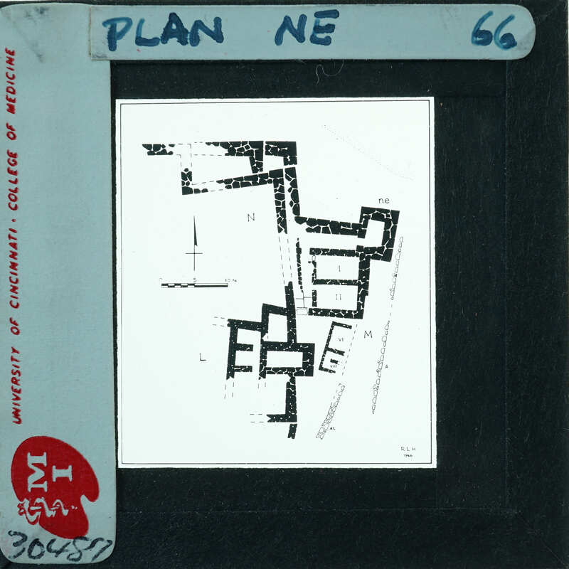 Photo of slide of drawing of walls on the site.