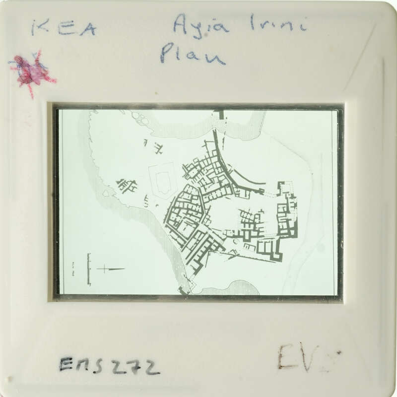 Aerial view of an ancient city displayed on a white screen.