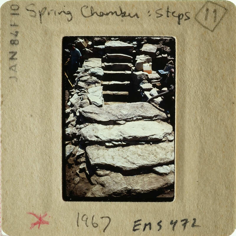 Old photograph of stone steps, possibly from an archaeological site.