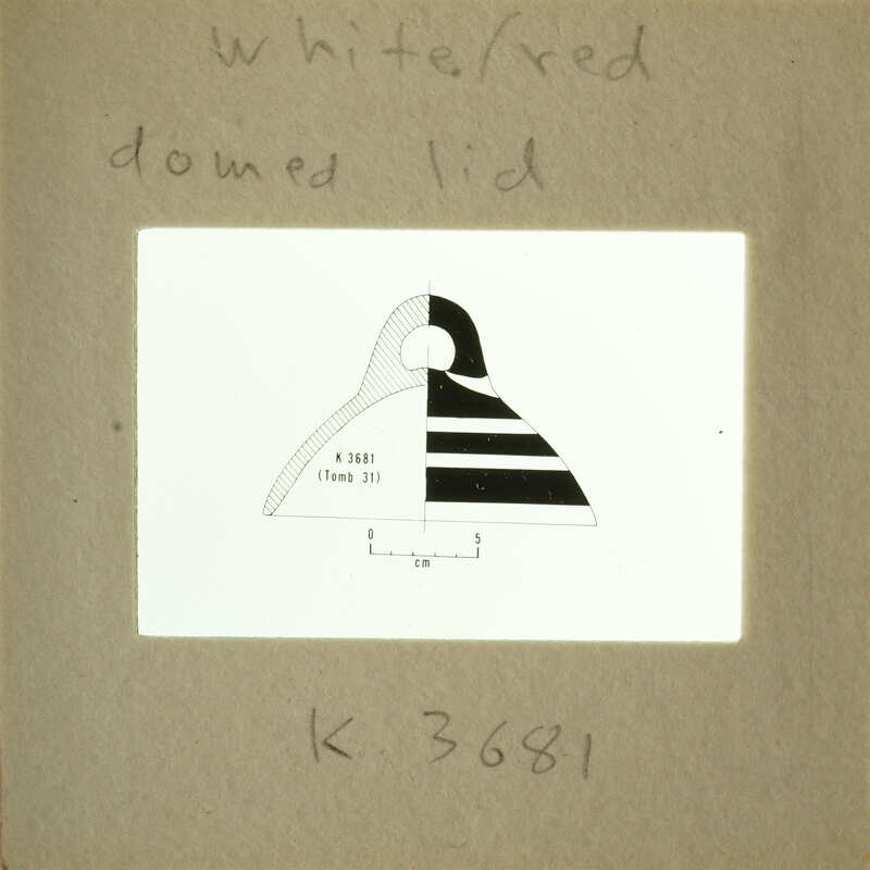 A diagram on an old slide with annotations, including a label "White Domed Lid" and measurements.