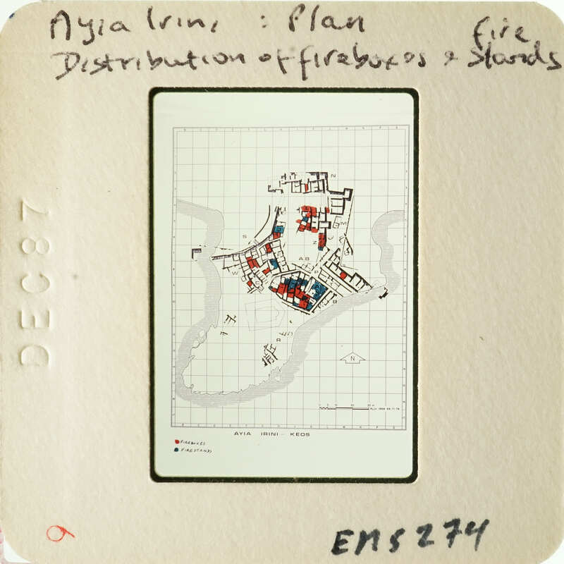 Map showing distribution of fire-resistant structures and waterways.