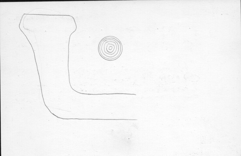 Index card with typed and handwritten information, sometimes including a sketch, of pottery from an excavation.