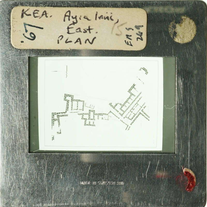 Aerial view of an city displayed on a small screen.