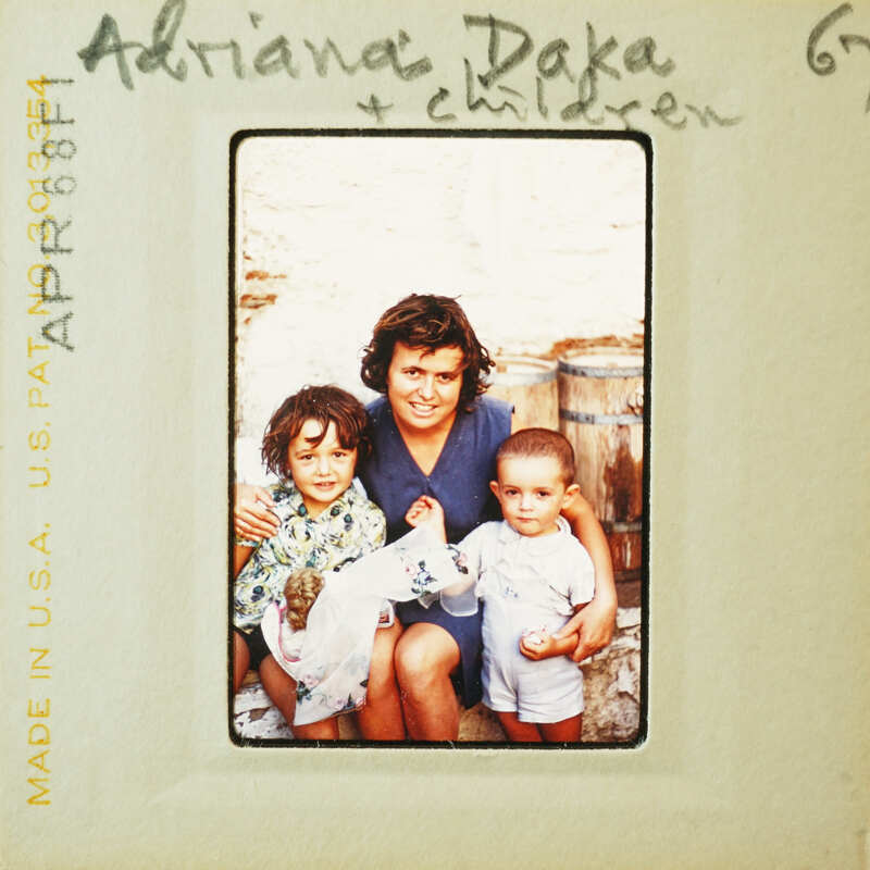 Woman with two children, smiling and posing together.