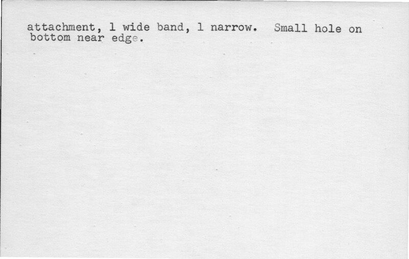 Index card with typed and handwritten information, sometimes including a sketch, of pottery from an excavation.