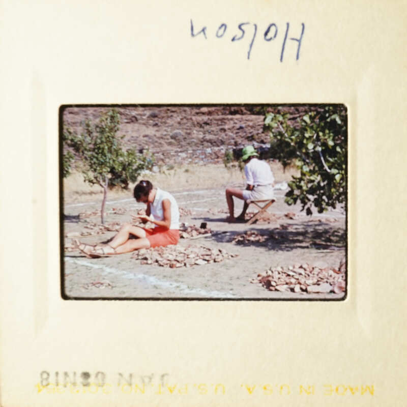 Two people working on planting in an outdoor setting.