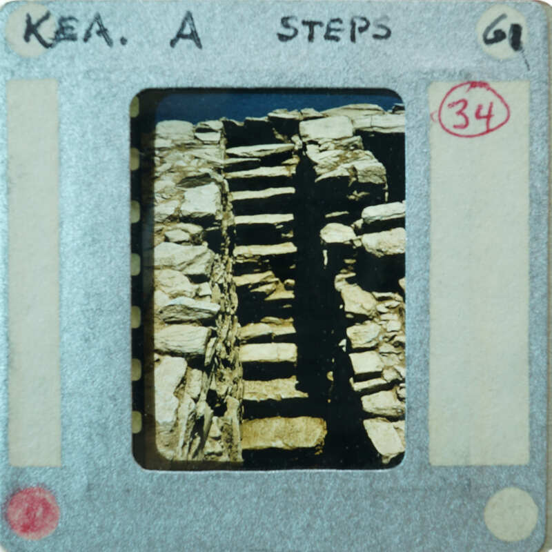 A film strip with a photograph of stone steps on it.