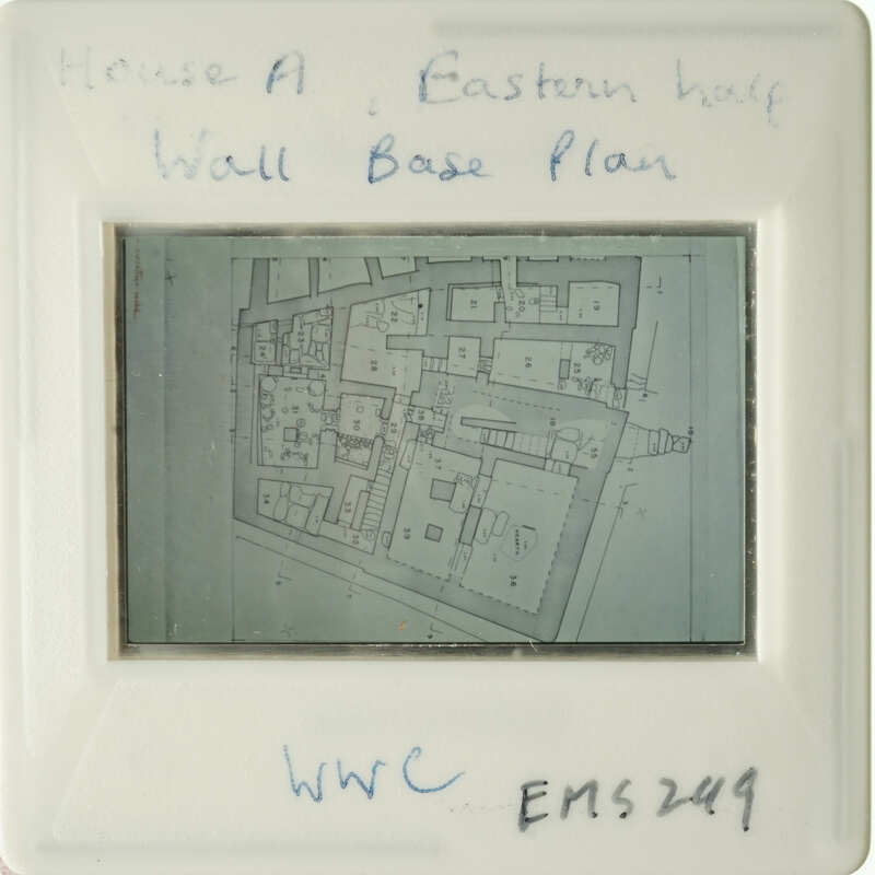 Old architectural plan with handwritten notes and measurements.