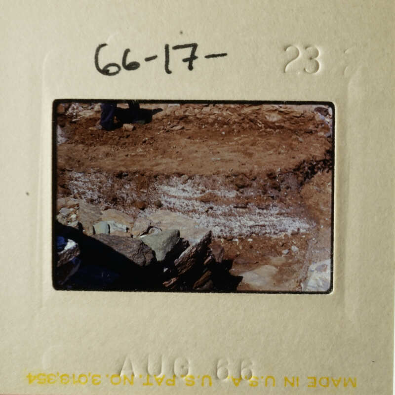 A photograph of an outdoor scene with people and a dirt area.