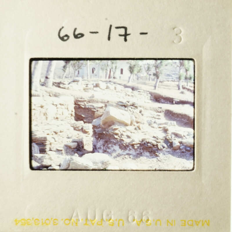 This is an image of a vintage photograph showing a stone structure, possibly ruins, with a date stamp indicating it was taken on June 6th, 1977.