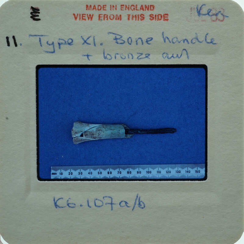 A small object with a pointed tip on a blue background.