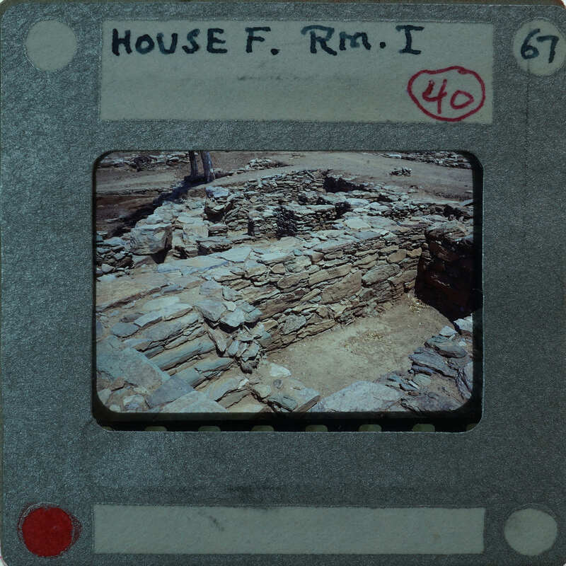 An old photo of a stone ruins with an image border and numbers indicating it's from film reel 40.