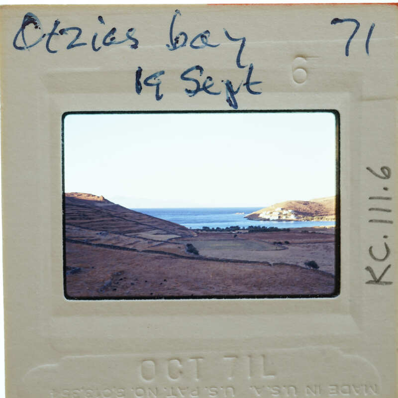Picture of a landscape with water and hills, taken on September 19th, labeled as "Otzios Bay" with the number 71.