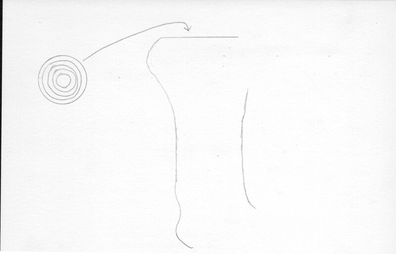 Index card with typed and handwritten information, sometimes including a sketch, of pottery from an excavation.