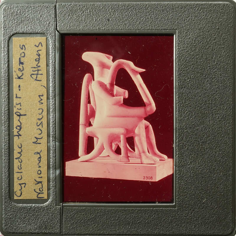 Ancient Greek sculpture on display at museum.