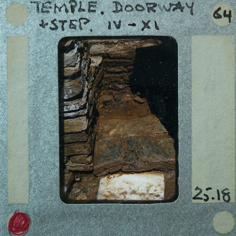 Detail of doorway in stone wall.