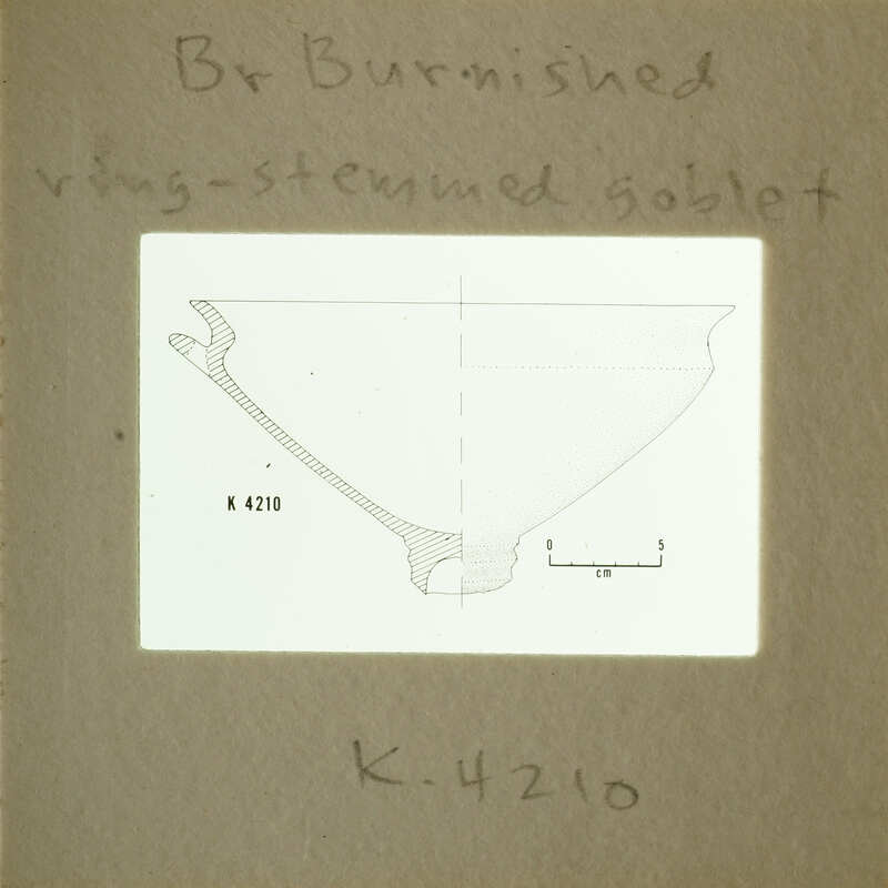 "Diagram of an object with measurements and annotations, including 'Br Burnished' and 'K-410'."