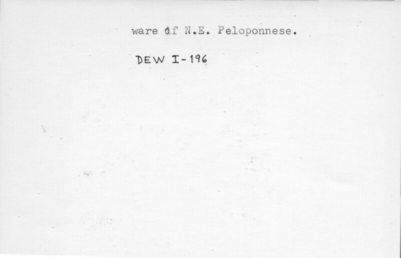 Index card with typed and handwritten information, sometimes including a sketch, of pottery from an excavation.