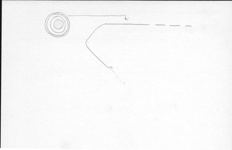 Index card with typed and handwritten information, sometimes including a sketch, of pottery from an excavation.