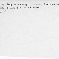Index card with typed and handwritten information, sometimes including a sketch, of pottery from an excavation.