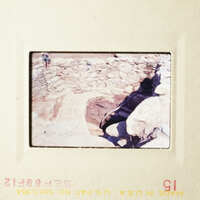 Two photos depicting a rocky landscape with a small stream, possibly taken by a tourist or amateur photographer.