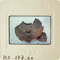 Old broken pottery on display.