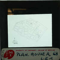 Black and white map of a complex with labeled rooms and pathways.