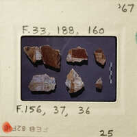 Old pottery shards on display.