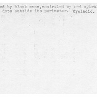 Index card with typed and handwritten information, sometimes including a sketch, of pottery from an excavation.