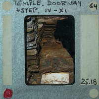 Detail of doorway in stone wall.