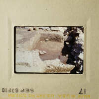 Two photos showcase ancient ruins, with one depicting a stone structure and the other an excavation site.