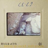 Two photos showing archaeological excavation site with stone ruins and dirt ground.