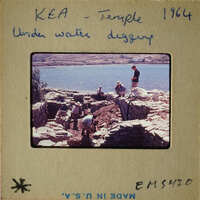 People working on an underwater archaeological site, possibly at KEA Temple.