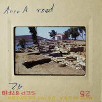 Two photos depicting an archeological site, with one showing a wide view and the other zoomed in on a specific area.