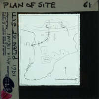 Ink drawing of plan of Ayia Irini with coastline.