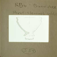 Diagram of a short-stemmed bowl with measurements and annotations on a white background.