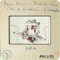 A map showing fire hydrants' distribution within an area, with annotations and labels.