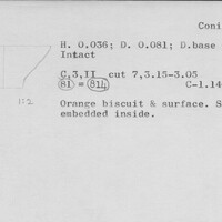 Index card with typed and handwritten information, sometimes including a sketch, of pottery from an excavation.
