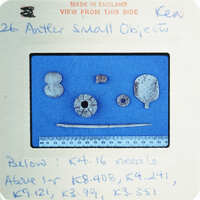 Image of worked bone with labels and measurements.