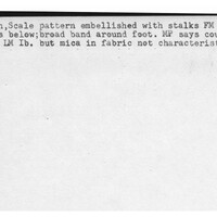 Index card with typed and handwritten information, sometimes including a sketch, of pottery from an excavation.