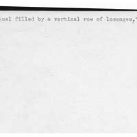 Index card with typed and handwritten information, sometimes including a sketch, of pottery from an excavation.