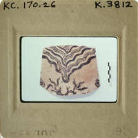 Ancient pottery with intricate patterns on display.