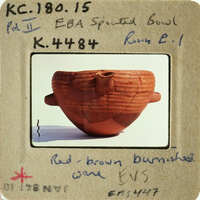 Ancient Greek pottery with red-figure technique, displayed on a white stand.