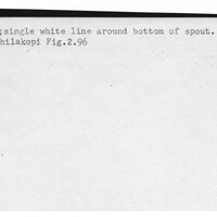 Index card with typed and handwritten information, sometimes including a sketch, of pottery from an excavation.