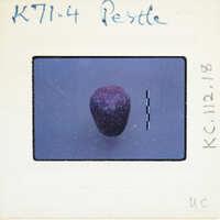 Small, dark purple gemstone with a rough surface.