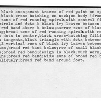 Index card with typed and handwritten information, sometimes including a sketch, of pottery from an excavation.