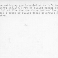 Index card with typed and handwritten information, sometimes including a sketch, of pottery from an excavation.